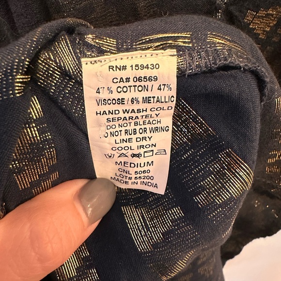 Elan Navy Dress with Gold Patterns - Picture 7 of 9